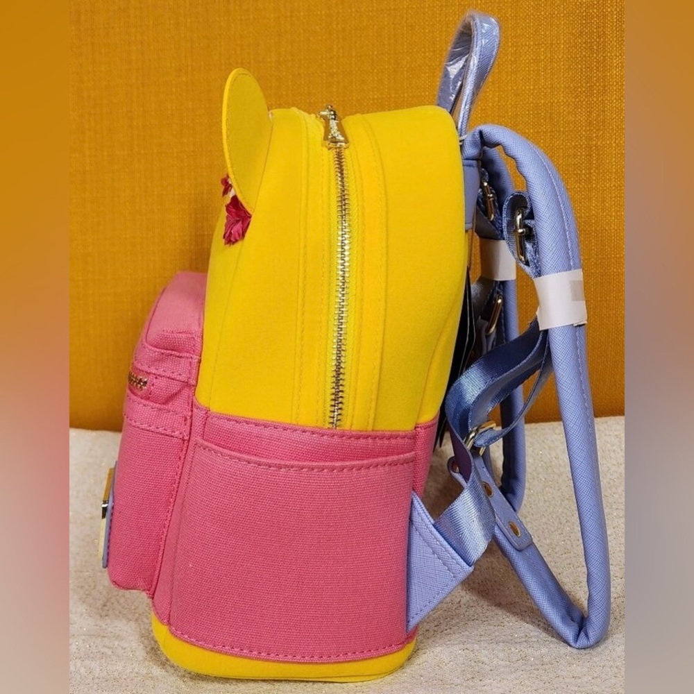 Disney Loungefly Winnie the Pooh Flower Crown Pink Flocked Mini Backpack, NWT. - Picture 6 of 9